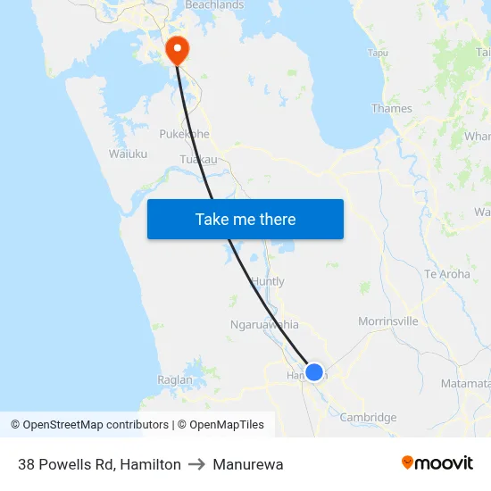38 Powells Rd, Hamilton to Manurewa map