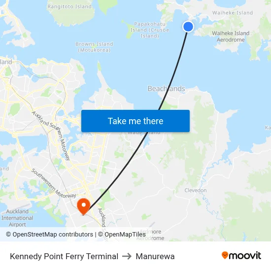 Kennedy Point Ferry Terminal to Manurewa map