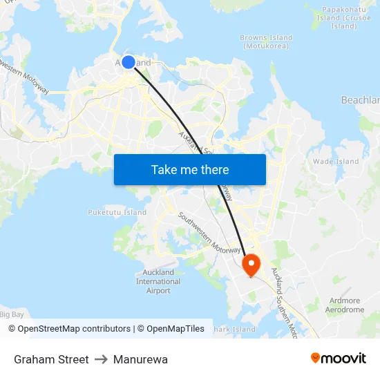 Graham Street to Manurewa map