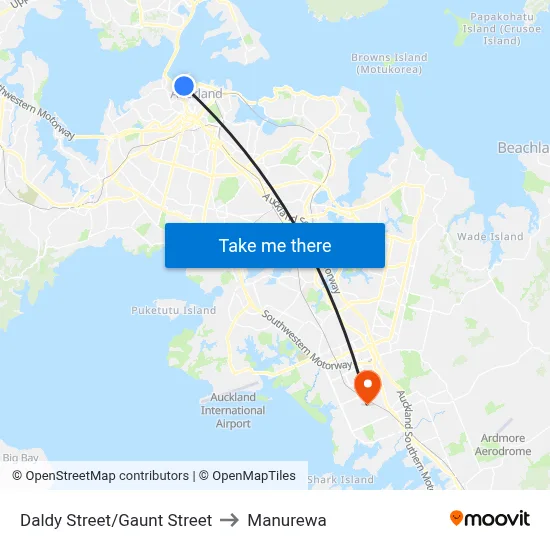 Daldy Street/Gaunt Street to Manurewa map