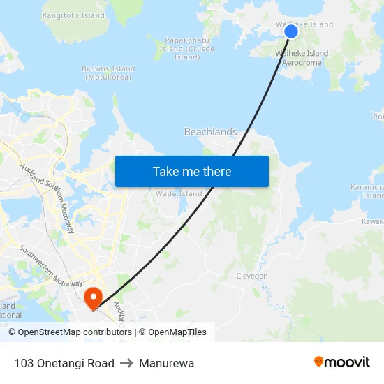 103 Onetangi Road to Manurewa map