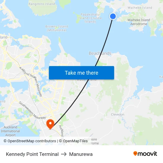 Kennedy Point Terminal to Manurewa map