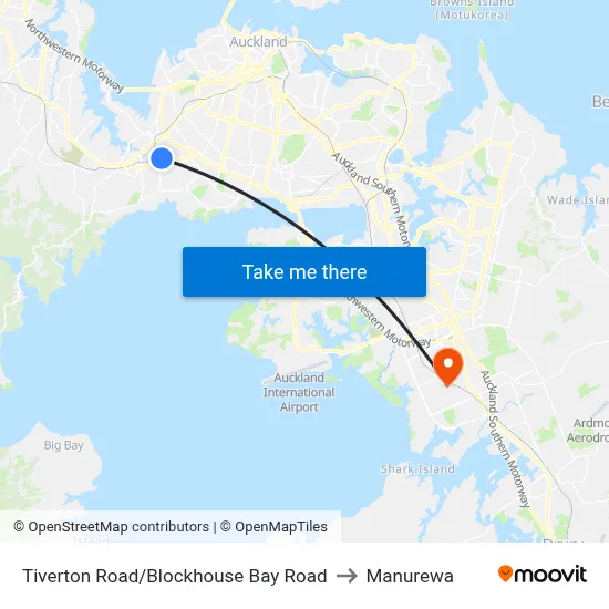 Tiverton Road/Blockhouse Bay Road to Manurewa map
