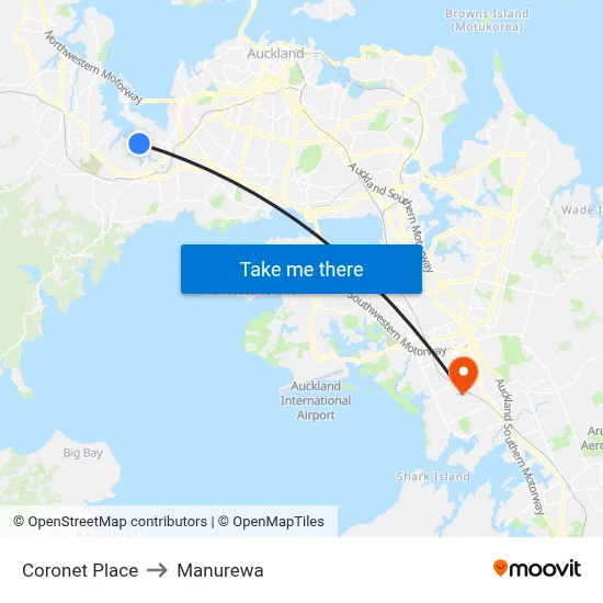 Coronet Place to Manurewa map