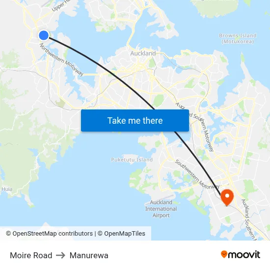Moire Road to Manurewa map