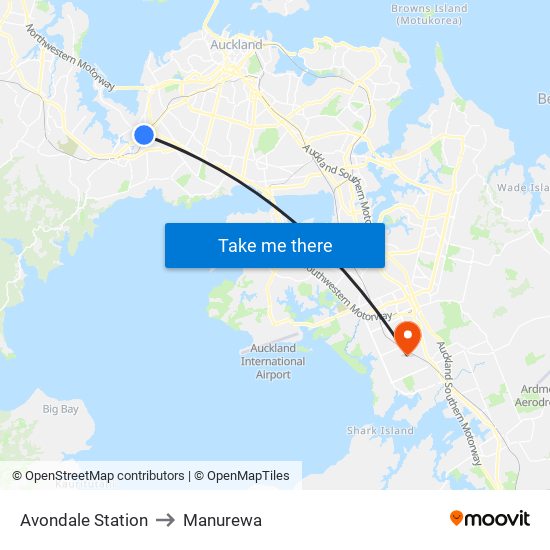 Avondale Station to Manurewa map