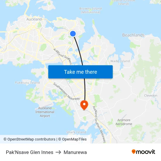 Pak'Nsave Glen Innes to Manurewa map