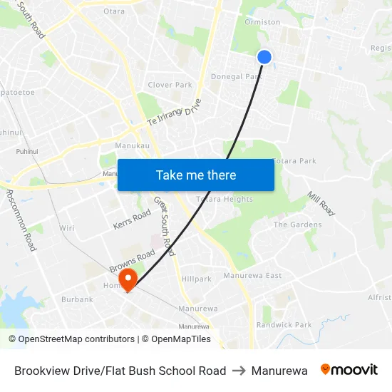 Brookview Drive/Flat Bush School Road to Manurewa map