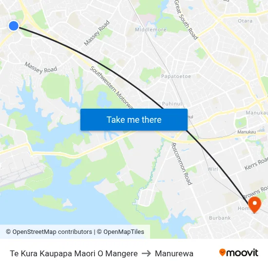 Te Kura Kaupapa Maori O Mangere to Manurewa map