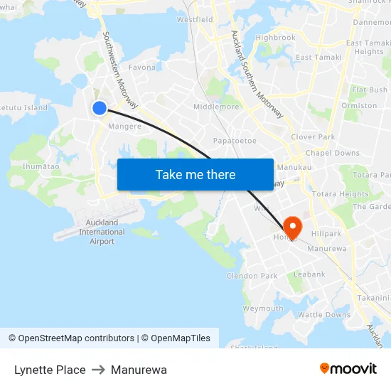 Lynette Place to Manurewa map
