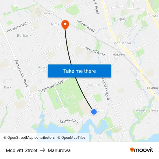 Mcdivitt Street to Manurewa map
