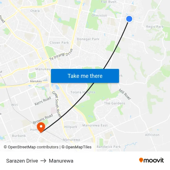 Sarazen Drive to Manurewa map