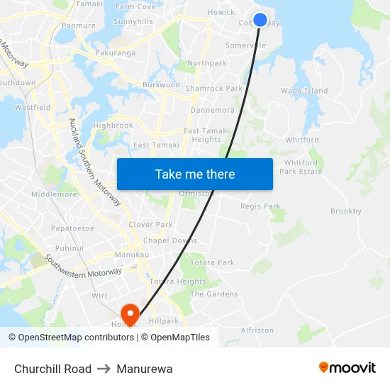 Churchill Road to Manurewa map