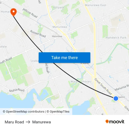 Maru Road to Manurewa map