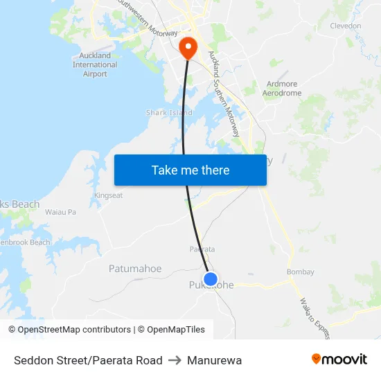 Seddon Street/Paerata Road to Manurewa map