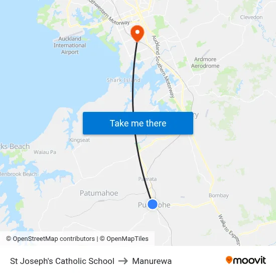St Joseph's Catholic School to Manurewa map