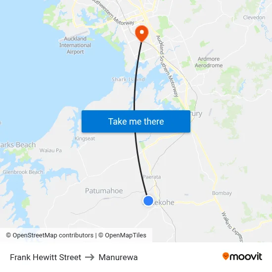 Frank Hewitt Street to Manurewa map