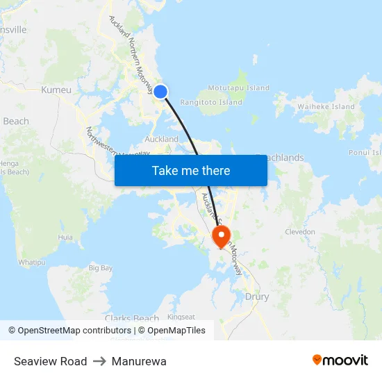 Seaview Road to Manurewa map