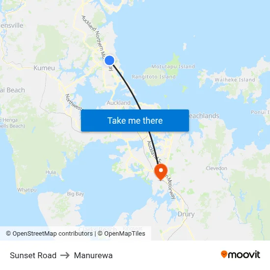 Sunset Road to Manurewa map