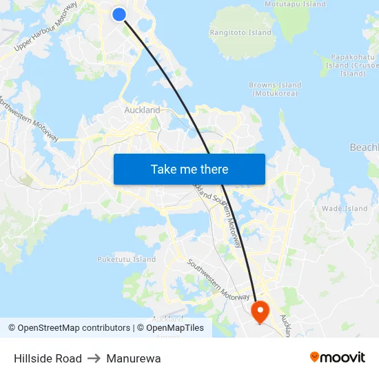 Hillside Road to Manurewa map
