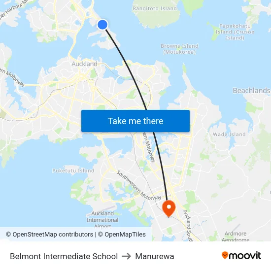 Belmont Intermediate School to Manurewa map