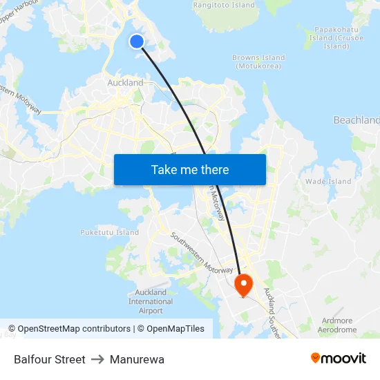Balfour Street to Manurewa map