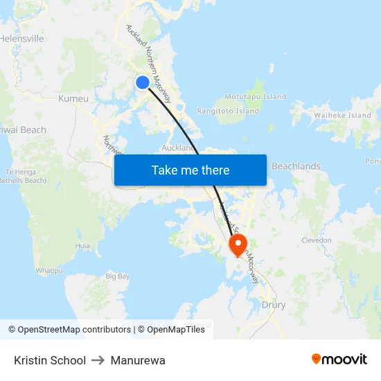 Kristin School to Manurewa map