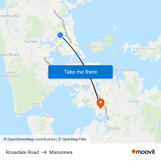 Rosedale Road to Manurewa map