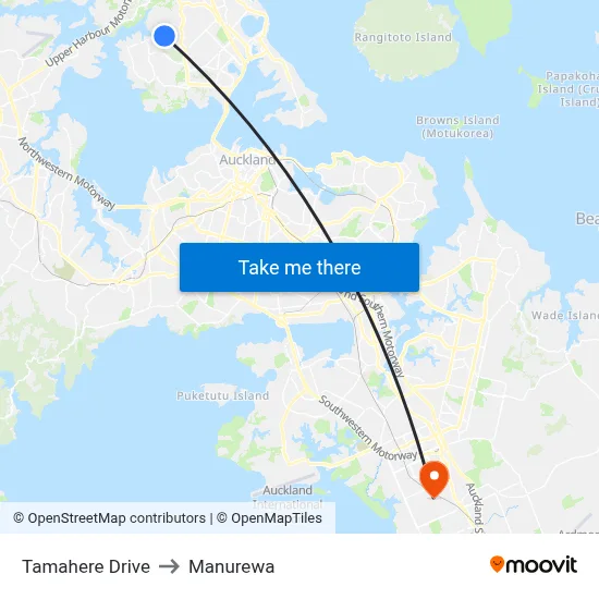 Tamahere Drive to Manurewa map