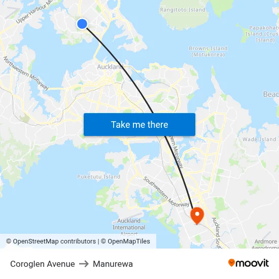 Coroglen Avenue to Manurewa map