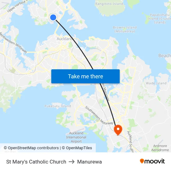 St Mary's Catholic Church to Manurewa map