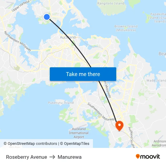 Roseberry Avenue to Manurewa map