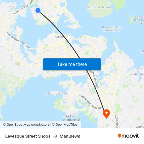 Levesque Street Shops to Manurewa map