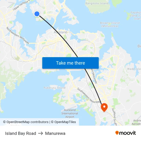 Island Bay Road to Manurewa map