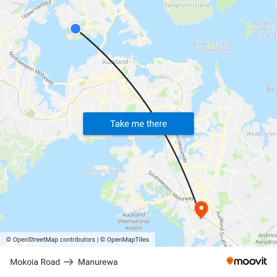 Mokoia Road to Manurewa map
