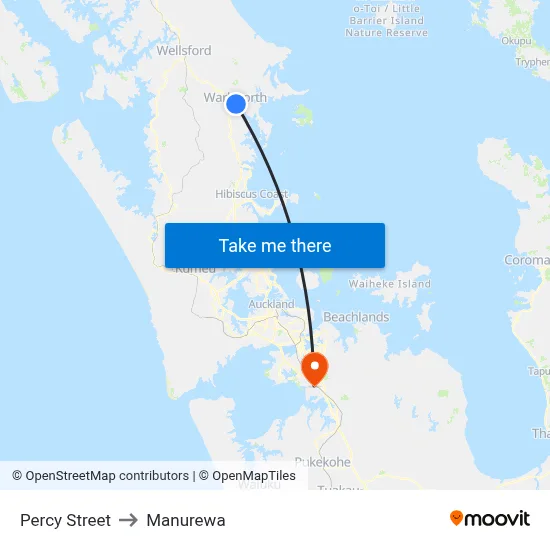 Percy Street to Manurewa map