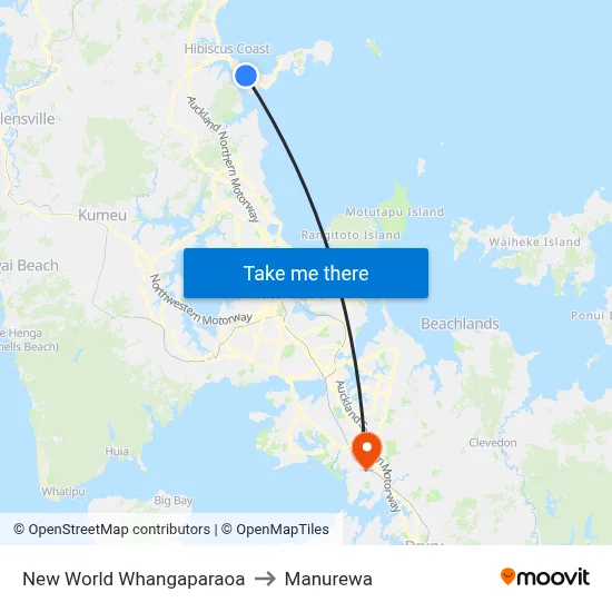 New World Whangaparaoa to Manurewa map