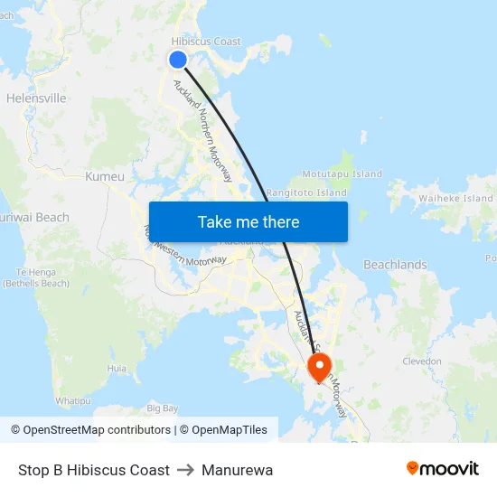 Stop B Hibiscus Coast to Manurewa map