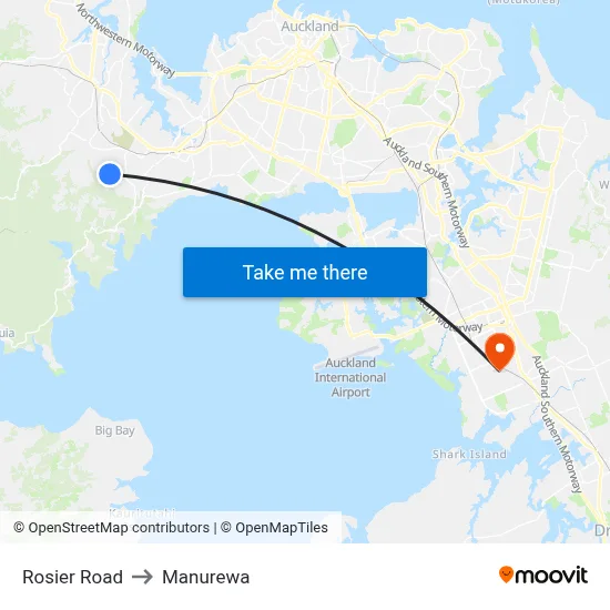 Rosier Road to Manurewa map