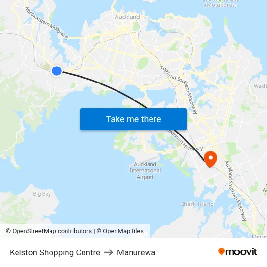 Kelston Shopping Centre to Manurewa map