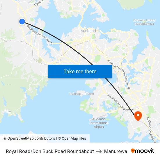 Royal Road/Don Buck Road Roundabout to Manurewa map