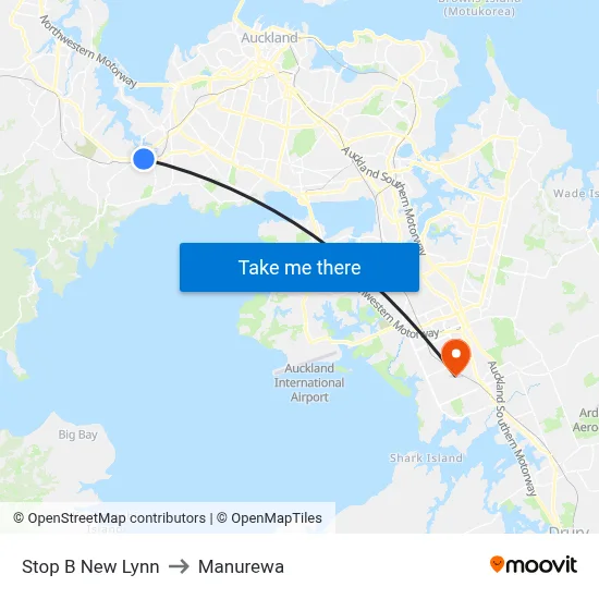 Stop B New Lynn to Manurewa map