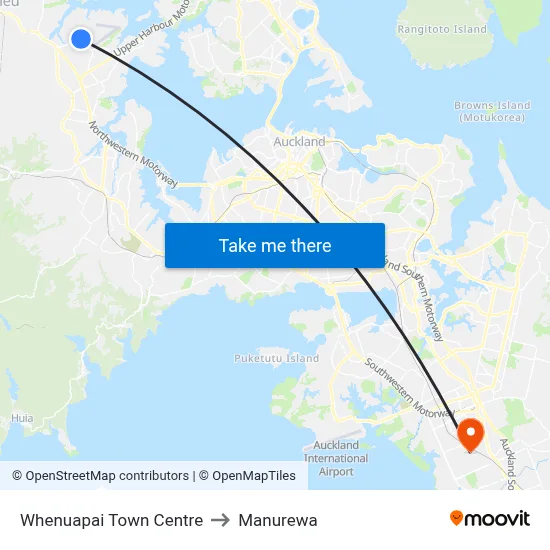 Whenuapai Town Centre to Manurewa map
