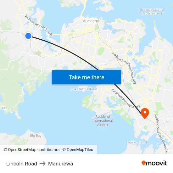 Lincoln Road to Manurewa map