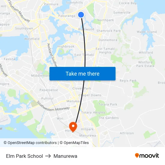 Elm Park School to Manurewa map