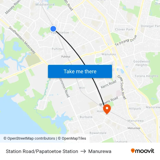 Station Road/Papatoetoe Station to Manurewa map