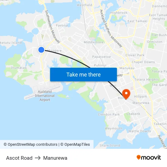 Ascot Road to Manurewa map