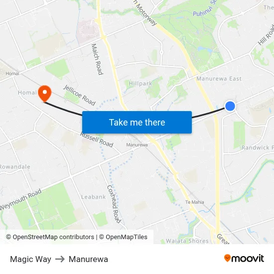 Magic Way to Manurewa map