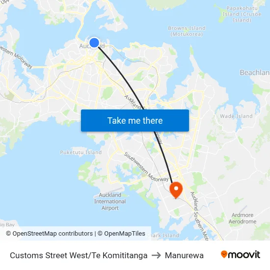 Customs Street West/Te Komititanga to Manurewa map