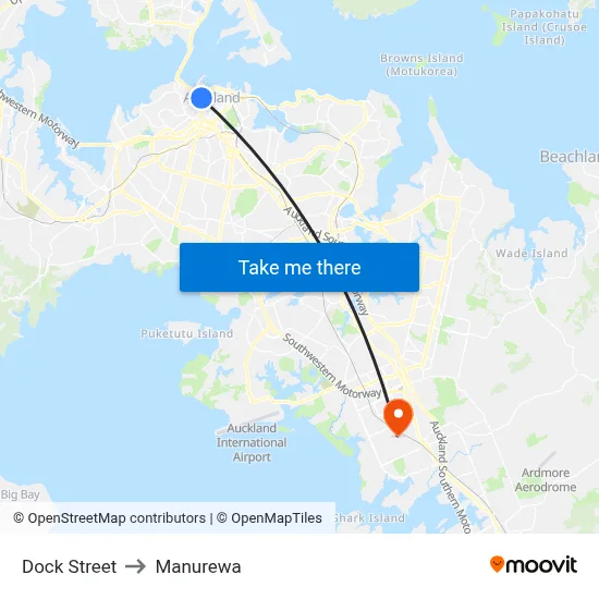 Dock Street to Manurewa map